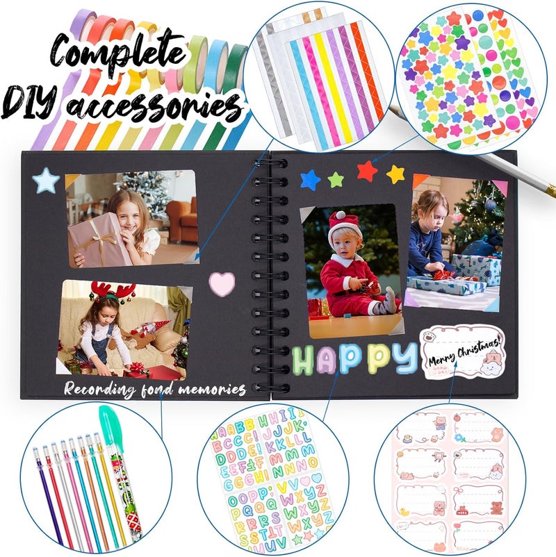 Tugle Kid Scrapbook Photo Album Hard Cover DIY Photo Album for Kids Instant Camera Print Paper with DIY Accessories (Brown) - Image 2